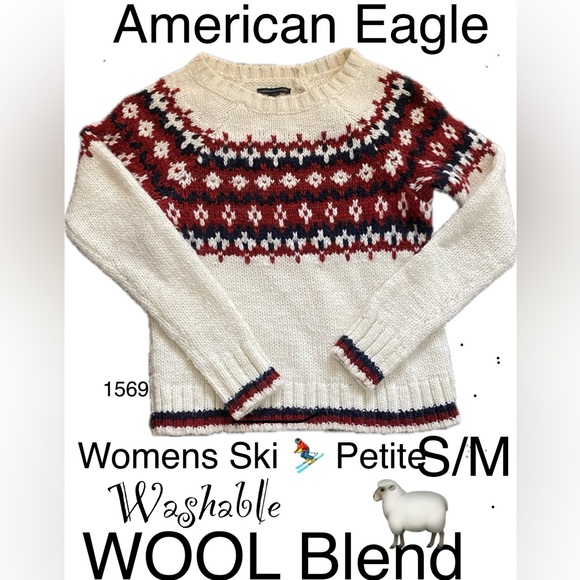 American Eagle Outfitters Sweaters - American Eagle washable Wool Sweater 🔥⛷️Great for Hitting the slopes🔥Sm/Med P